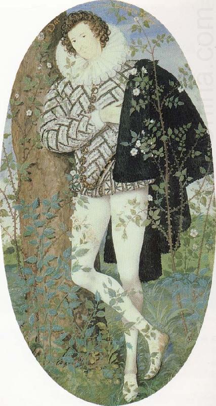 A Youth Leaning Against a Tree Among Roses, Nicholas Hilliard